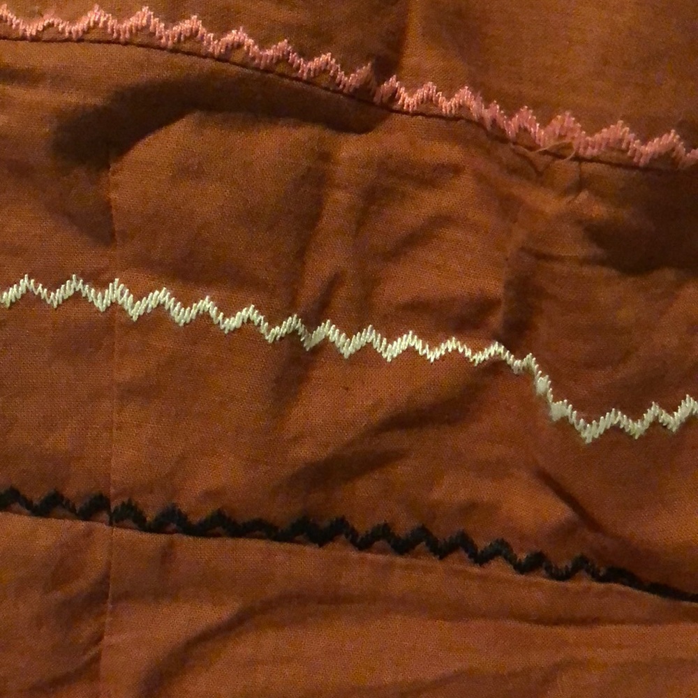 Burnt Orange Stripped Embroidered Dress - Picture 4 of 4